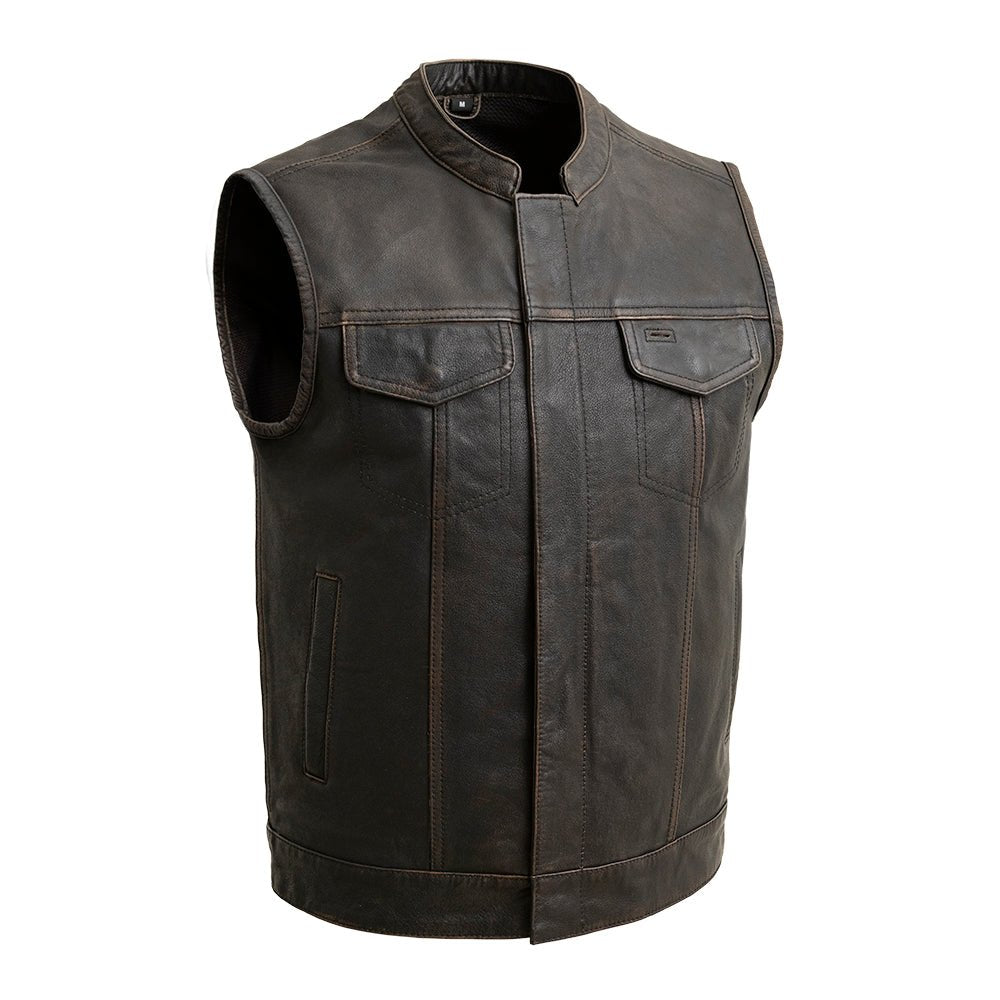 Sharp Shooter Men's Motorcycle Leather Vest Men's Leather Vest First Manufacturing Company Olive S